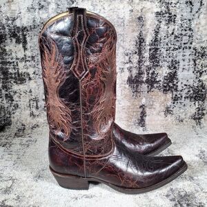 Corral Men's Western Boots Embroidery Black Red Leather R1158 Size 9